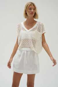Mia Linen Mini Skirt- White