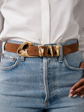 Modern Western Belt in Mocha- Mocha Suede W/ Gold Hardware