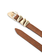 Modern Western Belt in Mocha- Mocha Suede W/ Gold Hardware