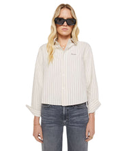 The Cropped Bestie- Cream and Black Stripe