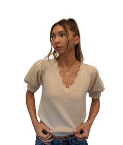 Polline Short Sleeve Top- Melange