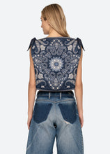 Emelina Print Sleeveless Top- Navy