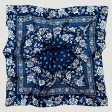 Silk Twill Scarf- Rosey In Navy