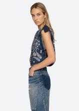 Emelina Print Sleeveless Top- Navy