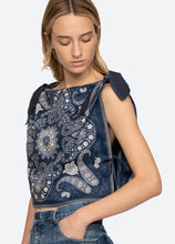 Emelina Print Sleeveless Top- Navy