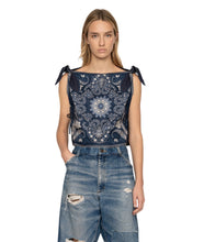 Emelina Print Sleeveless Top- Navy