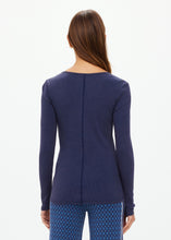 Ness Ribbed Long Sleeve Top- Washed Denim