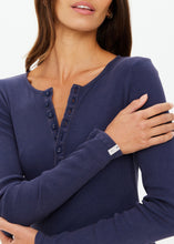 Ness Ribbed Long Sleeve Top- Washed Denim