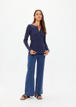 Ness Ribbed Long Sleeve Top- Washed Denim