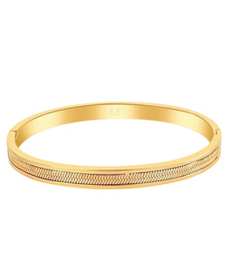 Nic Herringbone Bangle Bracelet- Gold