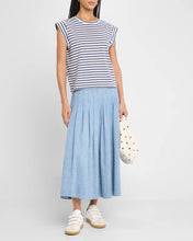 Peak Shoulder Tee- Vintage Blue Stripe