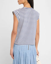 Peak Shoulder Tee- Vintage Blue Stripe