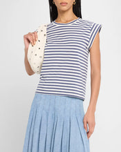 Peak Shoulder Tee- Vintage Blue Stripe