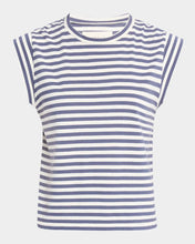 Peak Shoulder Tee- Vintage Blue Stripe