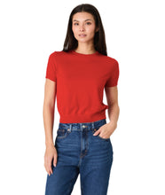 Nola Fine Knit Short Sleeve Sweater- Mars Red