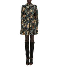 Simona Silk Long Sleeve Mini Dress- Nuit