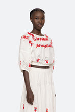 Catharina Embroidered Bubble Top- Cream