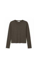Axel Cotton Long Sleeve Boxy Crew Tee- Dark Olive