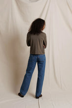 Axel Cotton Long Sleeve Boxy Crew Tee- Dark Olive