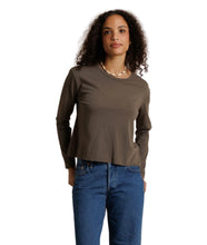 Axel Cotton Long Sleeve Boxy Crew Tee- Dark Olive