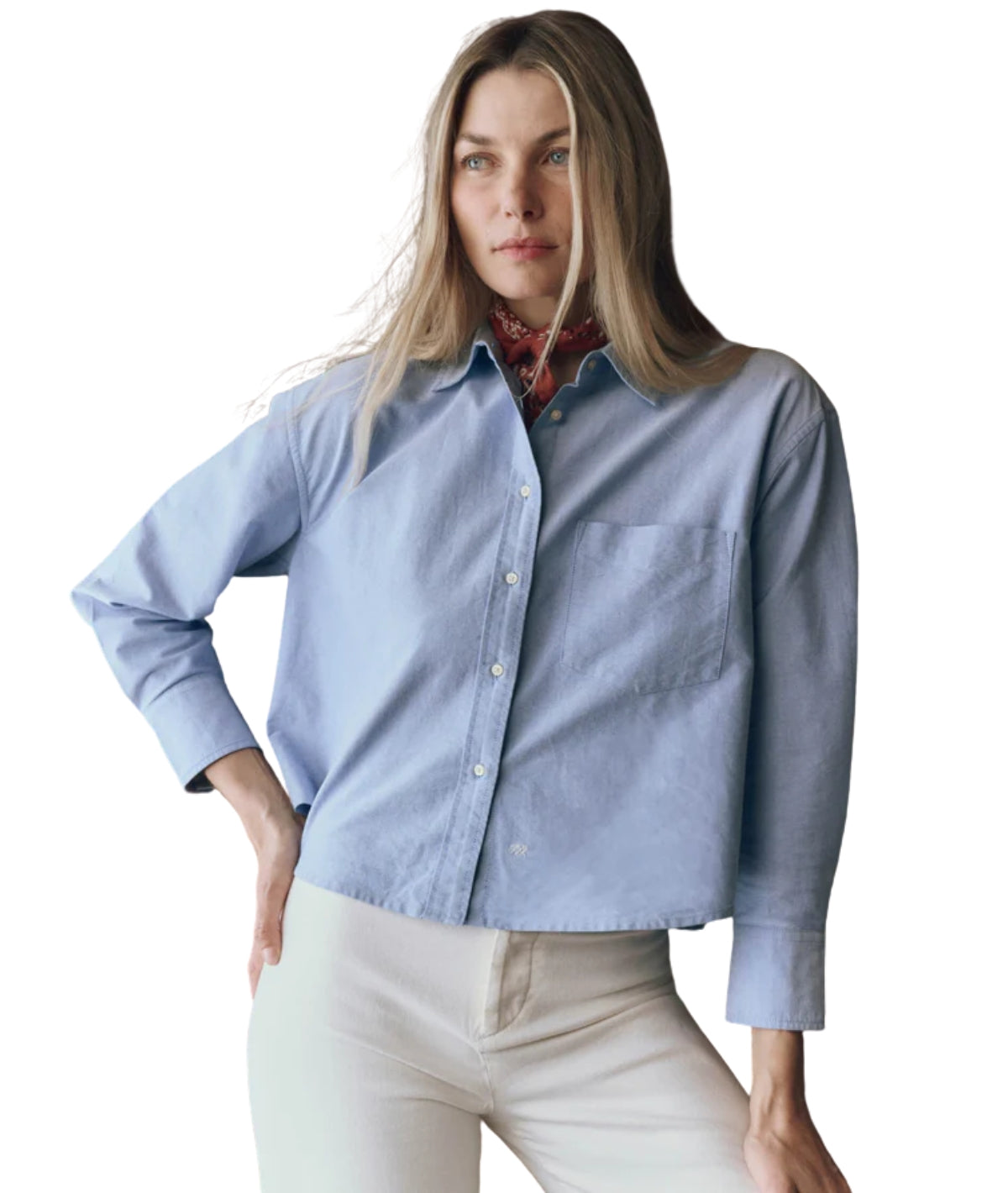 The Cropped Oxford Shirt- Classic Blue