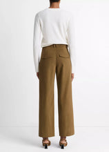 Mid Rise Faux Leather Trim Straight Leg Pant- Olive