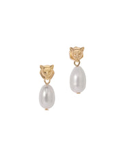 Panther Pearl Earrings- Gold
