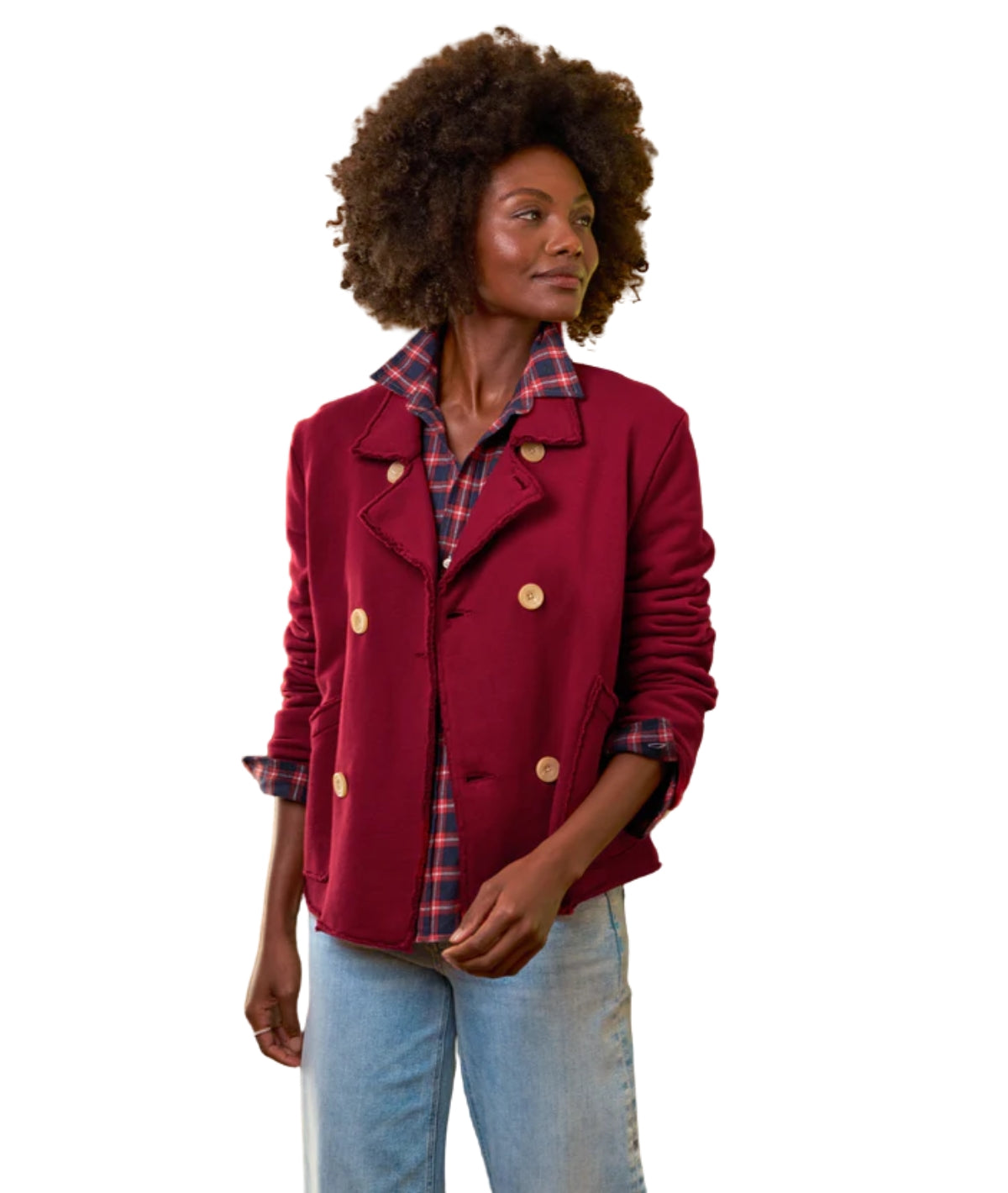Cropped Sweatshirt Peacoat- Garnet