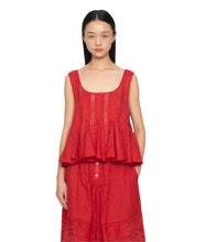 Pippa Solid Sleeveless Top- Red