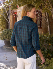 Eileen Relaxed Button- Up Shirt- Green/ Black/ Blue Plaid