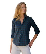 Eileen Relaxed Button- Up Shirt- Green/ Black/ Blue Plaid