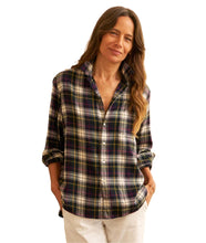 Eileen Relaxed Button-Up Shirt- White, Navy, Red Plaid