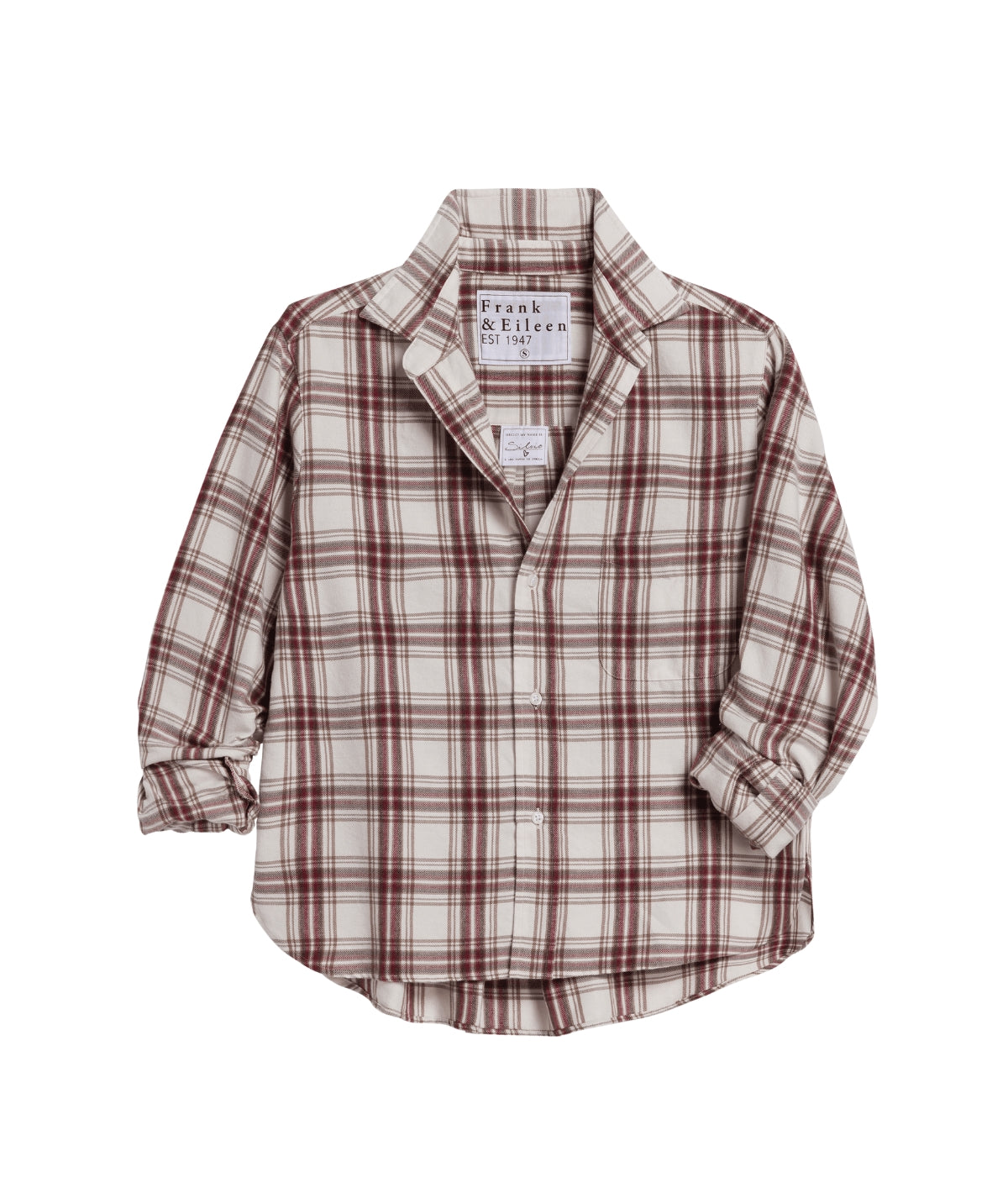 Silvio Untuckable Button-Up Shirt- Cream, Wine, Brown Plaid