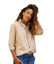 Eileen Relaxed Button-Up Shirt- Yellow Blue Plaid