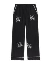 The Weekend Pant w/ Hanky Embroidery- Black