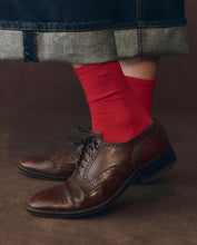 The Monogrammed Trouser Sock- Poppy Red