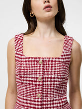 Square Neck Sleeveless Top- Red