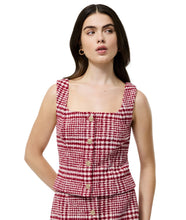 Square Neck Sleeveless Top- Red