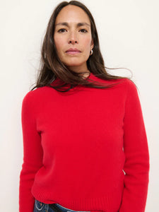 Michelle Crewneck Sweater in Cashmere- Ruby