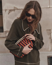 The Stripe Pouch- Hot Red Mini Prep Stripe