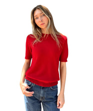 Distressed Sweater T-shirt- Dull Red