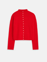 Taylor Rollneck Cardigan-  Fire Red