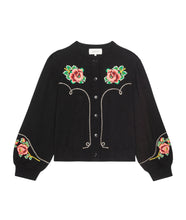 The Heirloom Rose Western Cardigan- Black