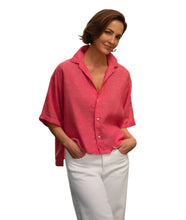 Rosie Short Sleeve Button Up- Red Linen