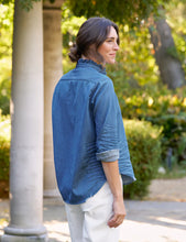 Ruffleeiln Relaxed Button- Up Shirt- Vintage Stonewashed Indigo