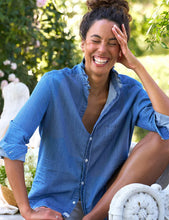 Ruffleeiln Relaxed Button- Up Shirt- Vintage Stonewashed Indigo