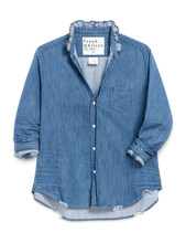 Ruffleeiln Relaxed Button- Up Shirt- Vintage Stonewashed Indigo