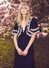 Shay Lace Vneck Midi Dress- Navy