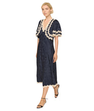 Shay Lace Vneck Midi Dress- Navy