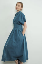 Shea Button Front Midi Dress- Denim